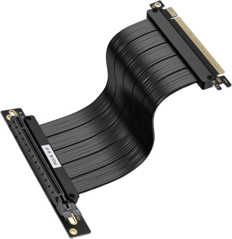 BTBcoin PCIe 4.0 Riser Cable 200mm - RTX 4090/4080/RX 7900 XT Compatible, 90¡ã Right Angle High Speed GPU Extension Cable, Vertical Mount Gaming Graphics Card Extender with EMI Shielding - Image 1